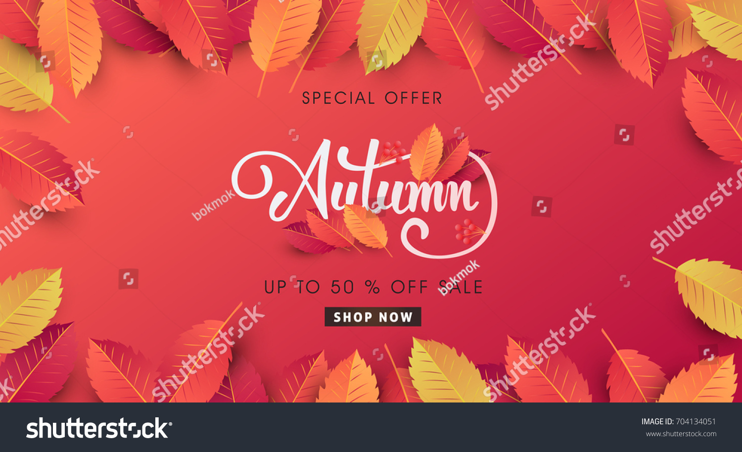 Autumn sale background layout decorate with leaves for shopping sale or promo poster and frame leaflet or web banner.Vector illustration template. #704134051