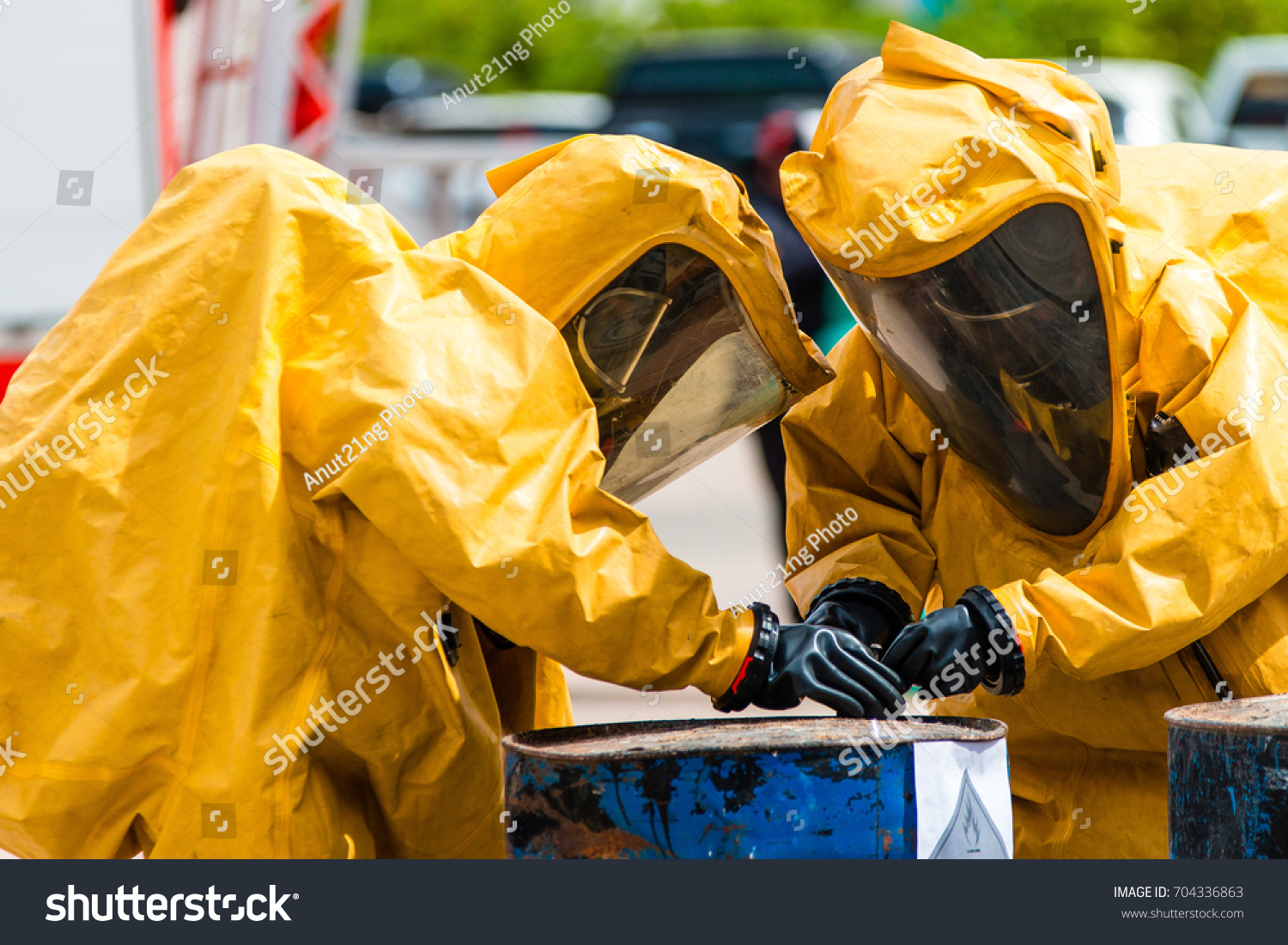 Firefighter training protect Chemical leak From the tank ,fireman #704336863