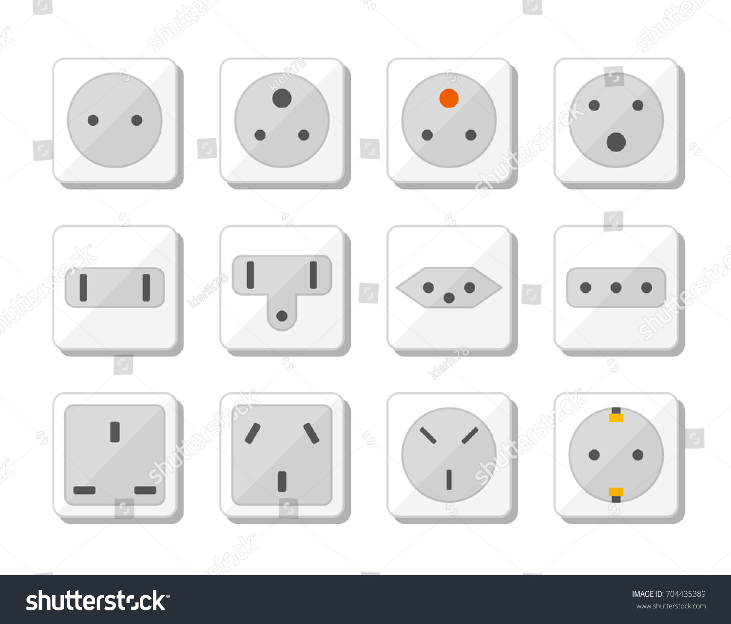 Power Socket Icon Set World Standards For Royalty Free Stock Vector