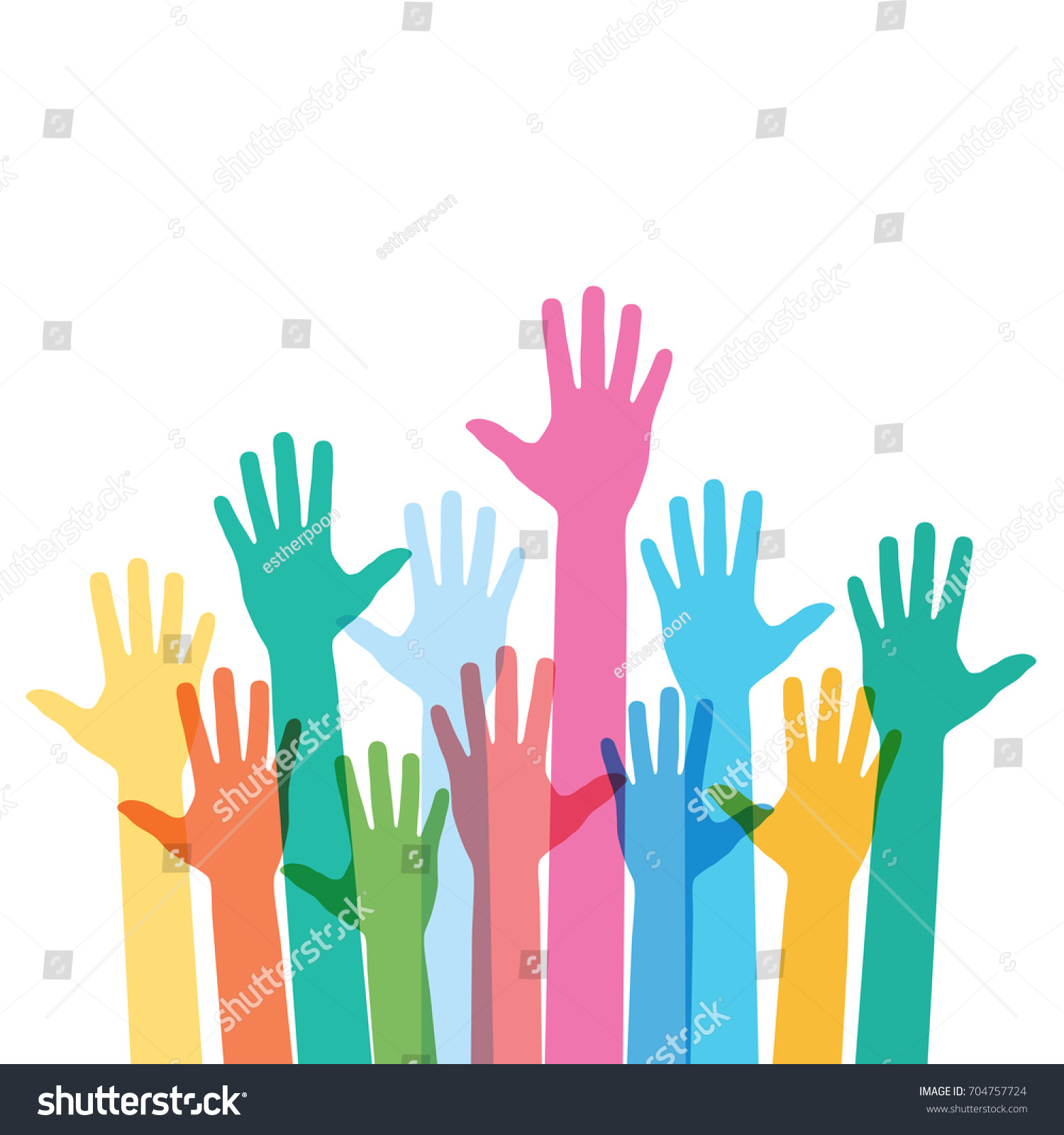 hands raising love with heart - Royalty Free Stock Vector 704757724 ...