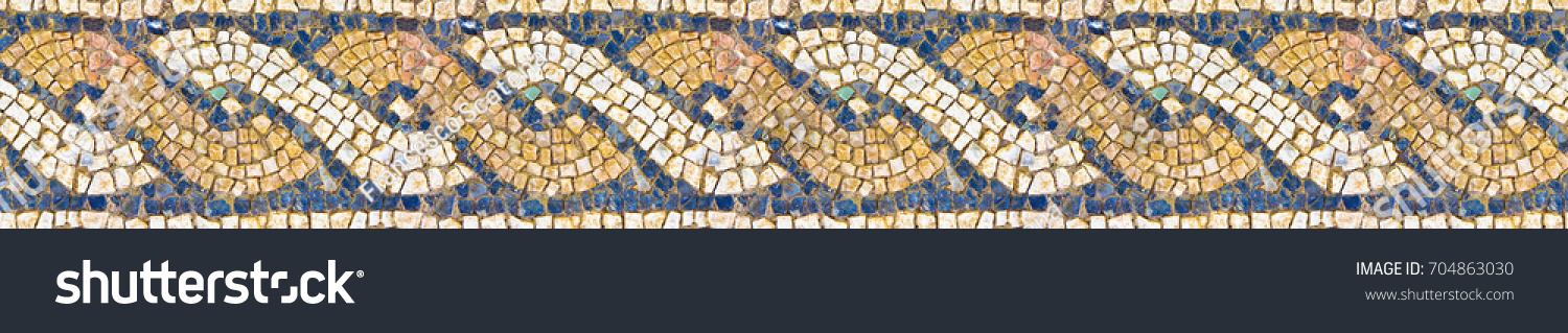 Italian roman mosaic with circular graphic - seamless pattern #704863030