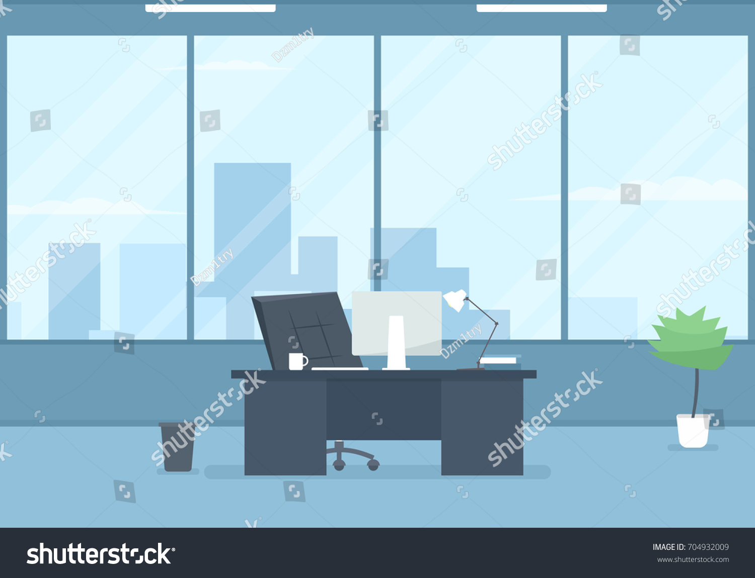 Empty modern office interior. Vector image #704932009