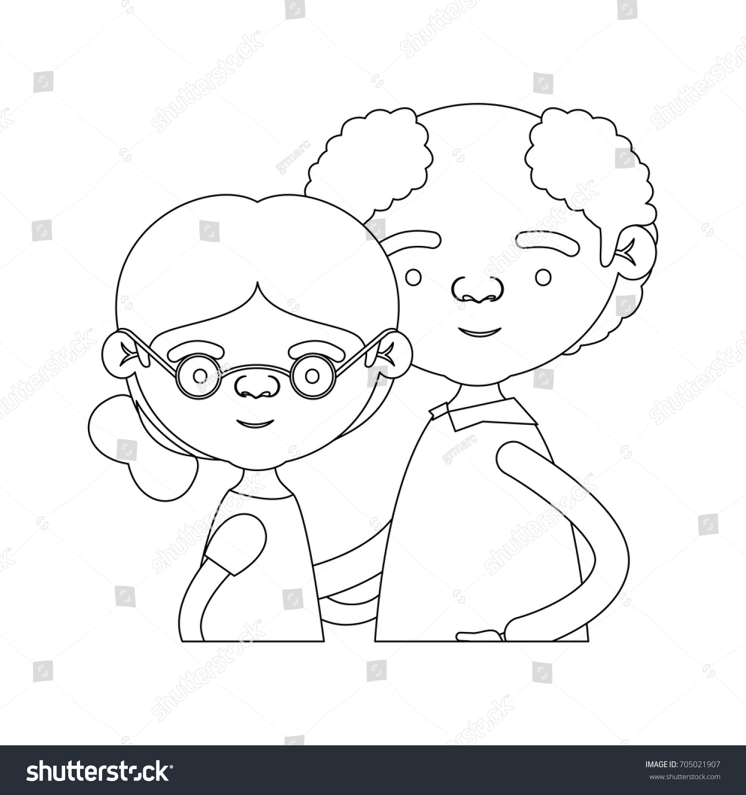 sketch silhouette of half body couple elderly of - Royalty Free Stock ...