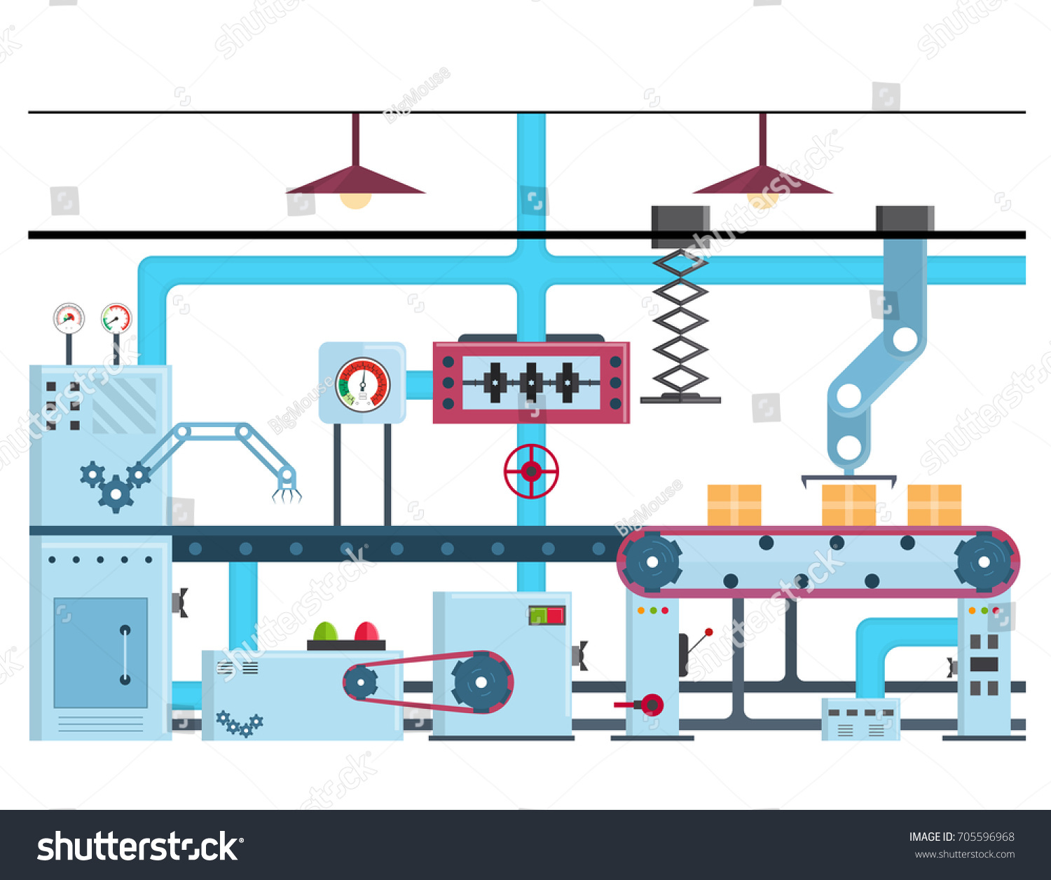 Factory Conveyor Automatic Production Line Or - Royalty Free Stock ...