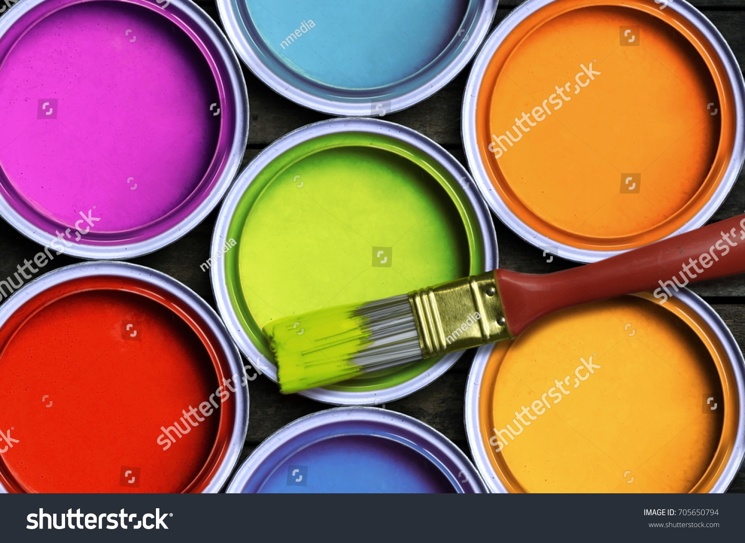Seven colorful paint with a brush #705650794