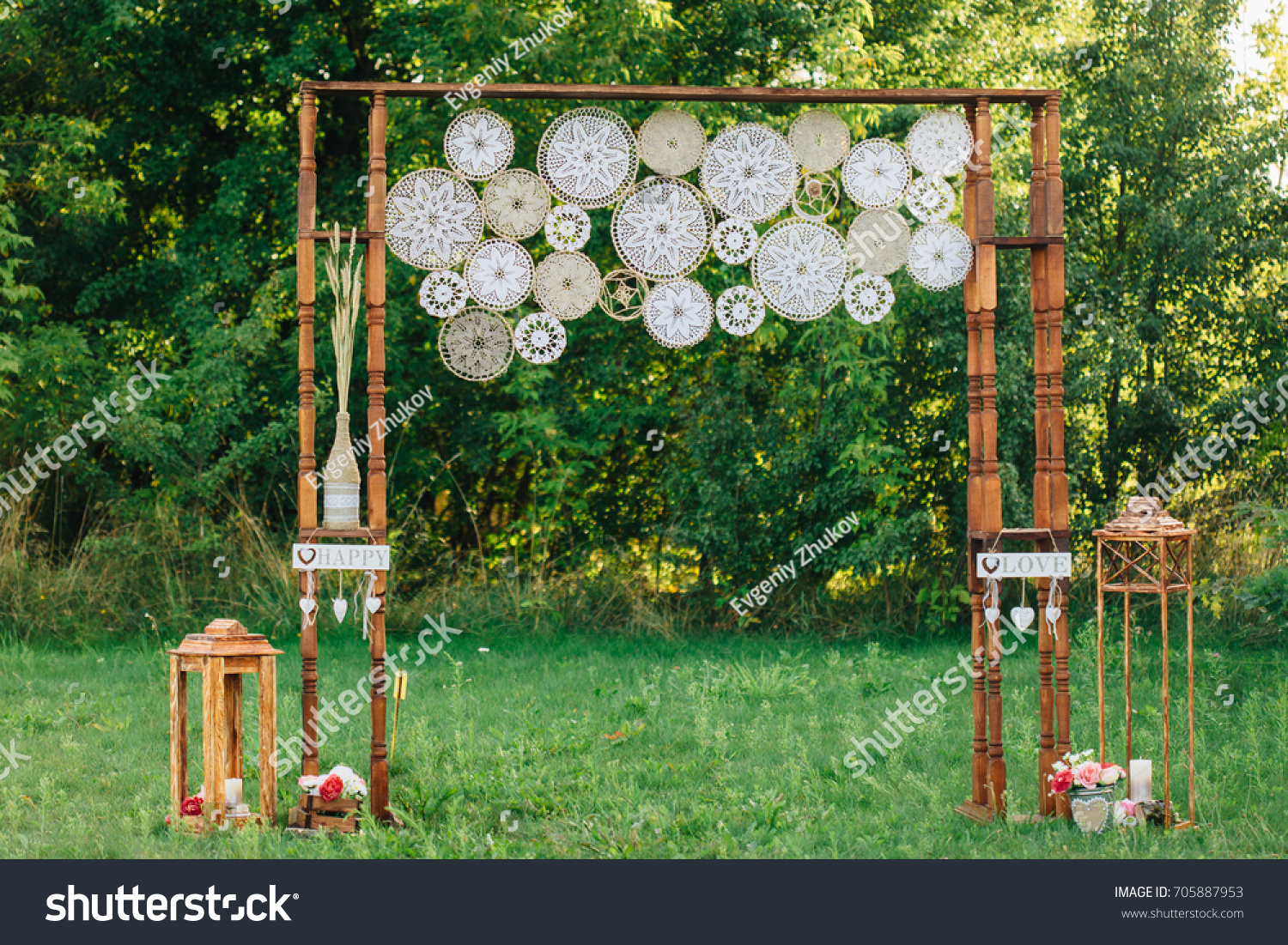 Wedding boho decorated photozone #705887953