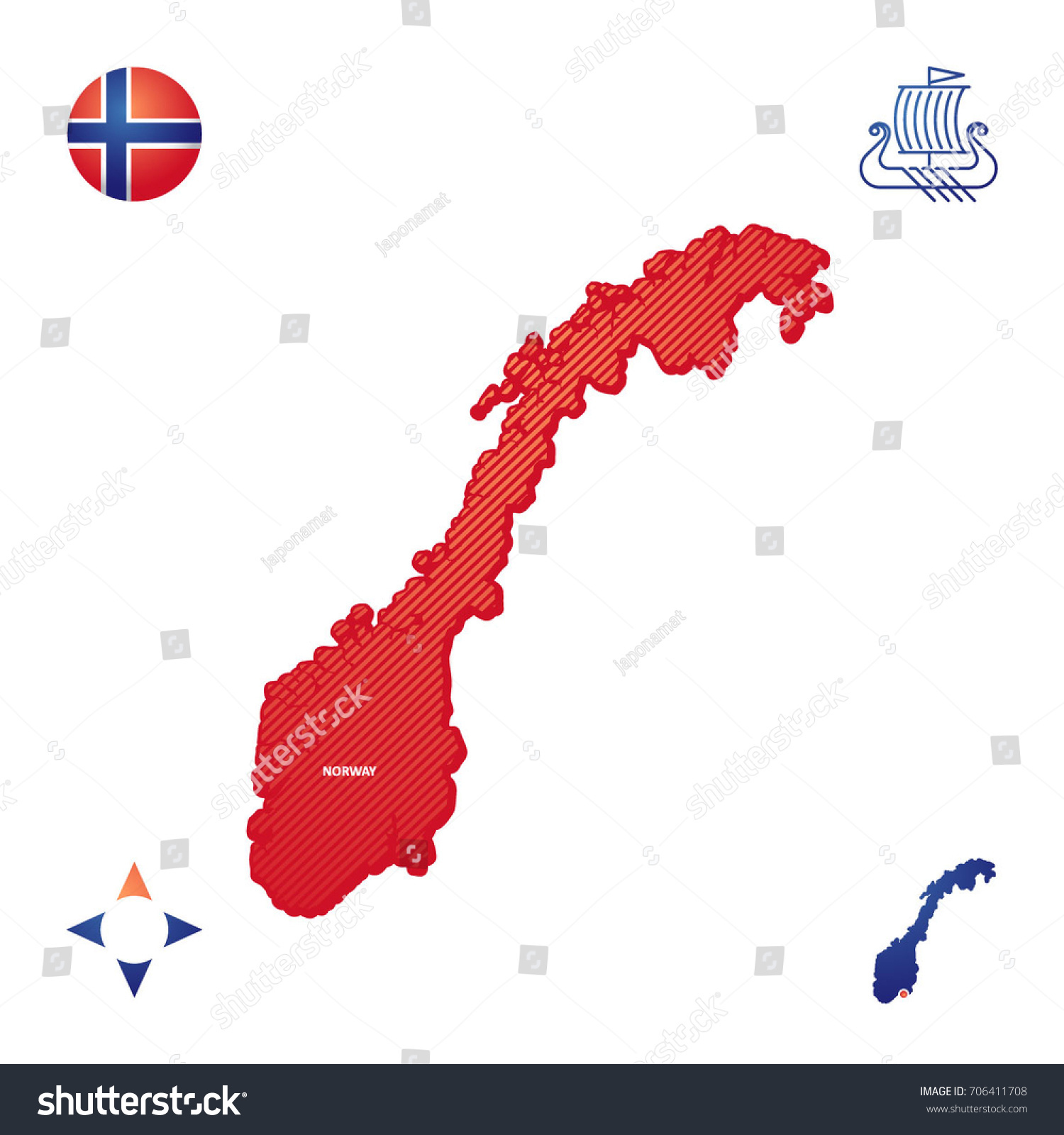 Simple Outline Map Of Norway Royalty Free Stock Vector 706411708   Avopix 706411708 