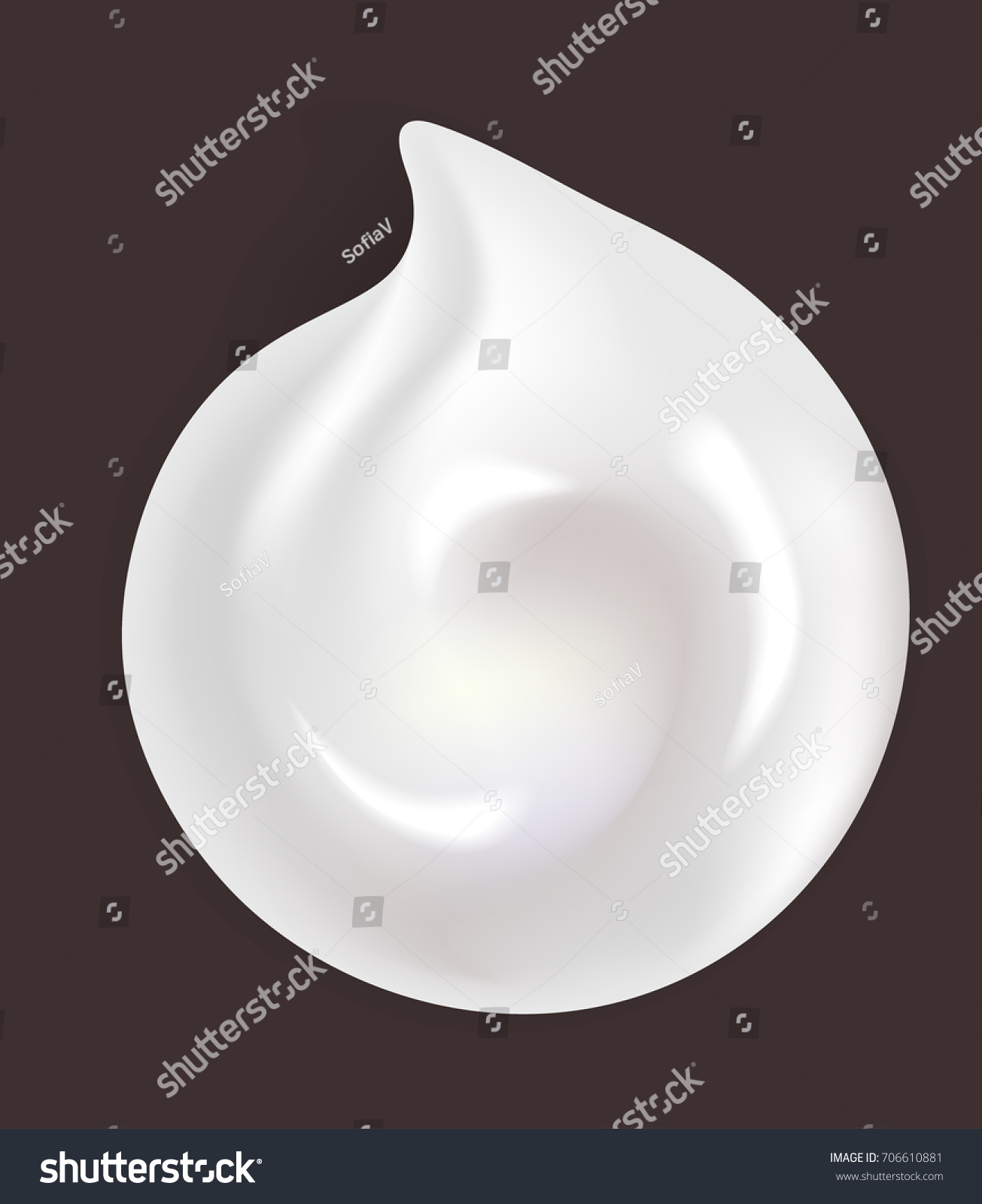 Round shiny white cream smear isolated realistic illustration #706610881
