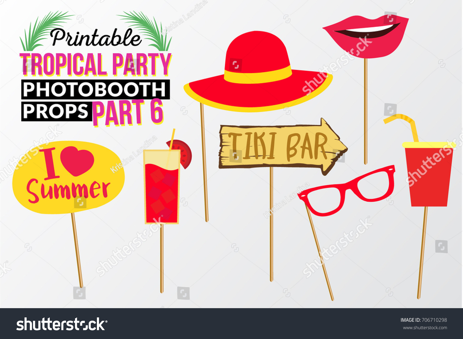 Set of printable tropical party photo booth - Royalty Free Stock Vector ...