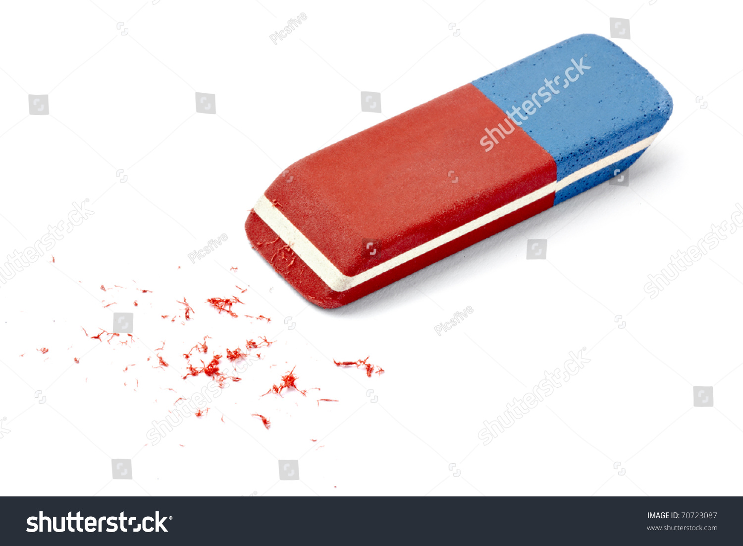 close up of an eraser on white background with clipping path #70723087