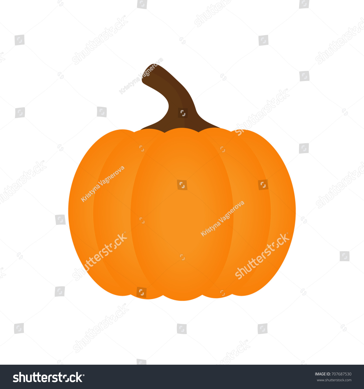 Orange pumpkin vector illustration. Autumn halloween pumpkin, vegetable graphic icon or print, isolated on white background.  #707687530