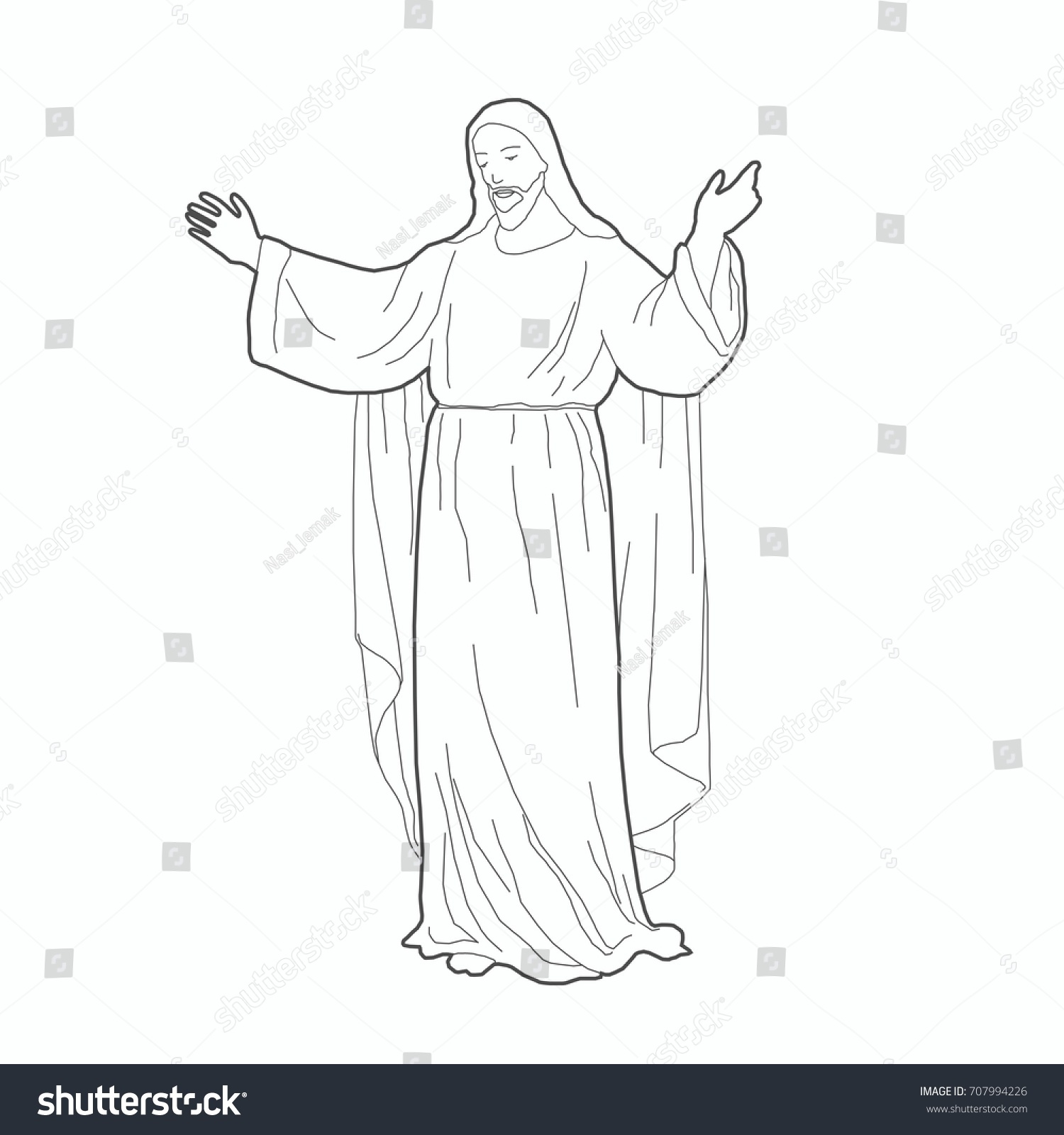 god jesus christian outline vector for christmas - Royalty Free Stock ...