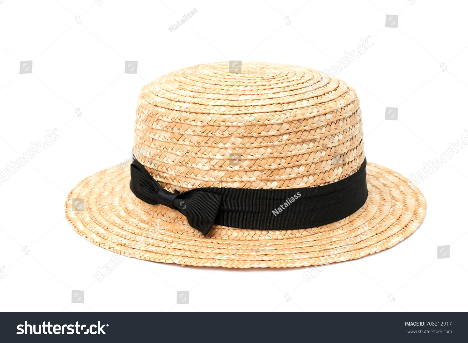 Boater straw hat isolated on white background #708212917