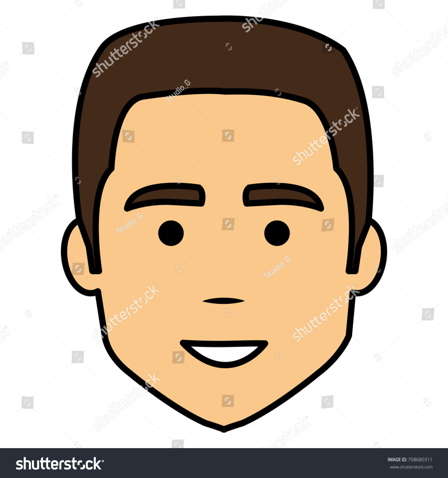 young man head avatar character - Royalty Free Stock Vector 708680311 ...