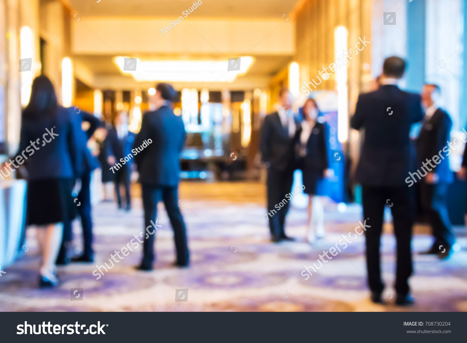 Abstract blur group of people in business meeting, professional corporate event #708730204