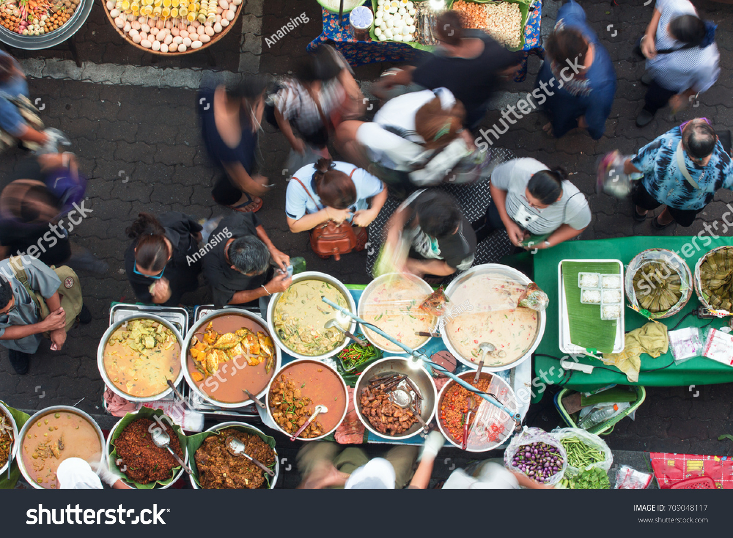 Bangkok street food has many delicious dishes and many kinds of dishes to choose from, such as Thai Curry, Tamarind, Tom Yam, Shrimp, Pork, Thai. The sweet food of Thailand. #709048117