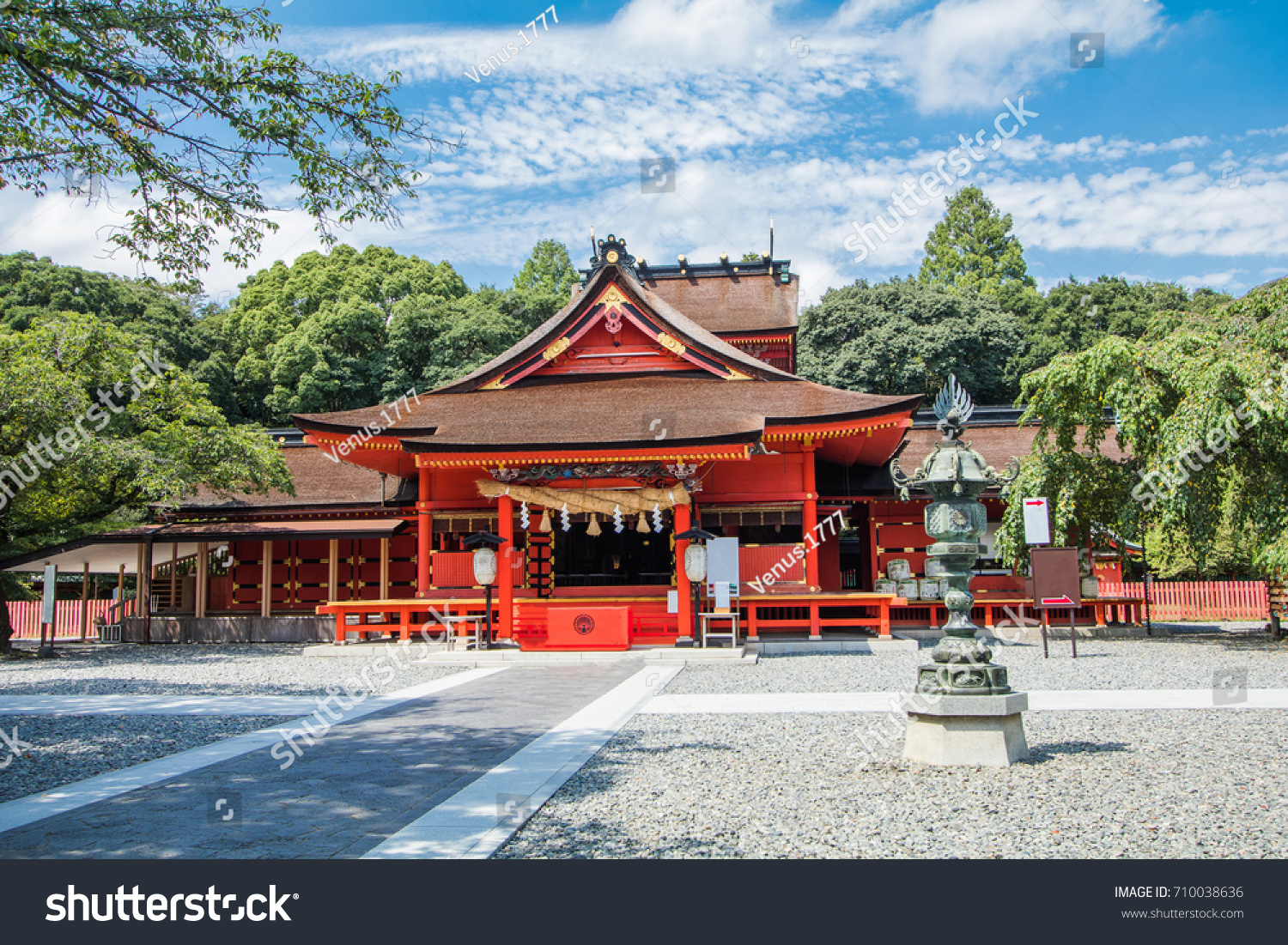 Fujisan Sengen Shrine was one of the largest and grandest shrines  in  the city of Fujinomiya in Shizuoka Prefecture, Japan. #710038636