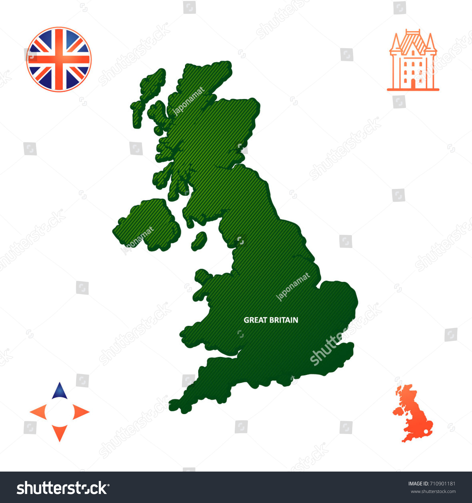 simple outline map of great britain - Royalty Free Stock Vector