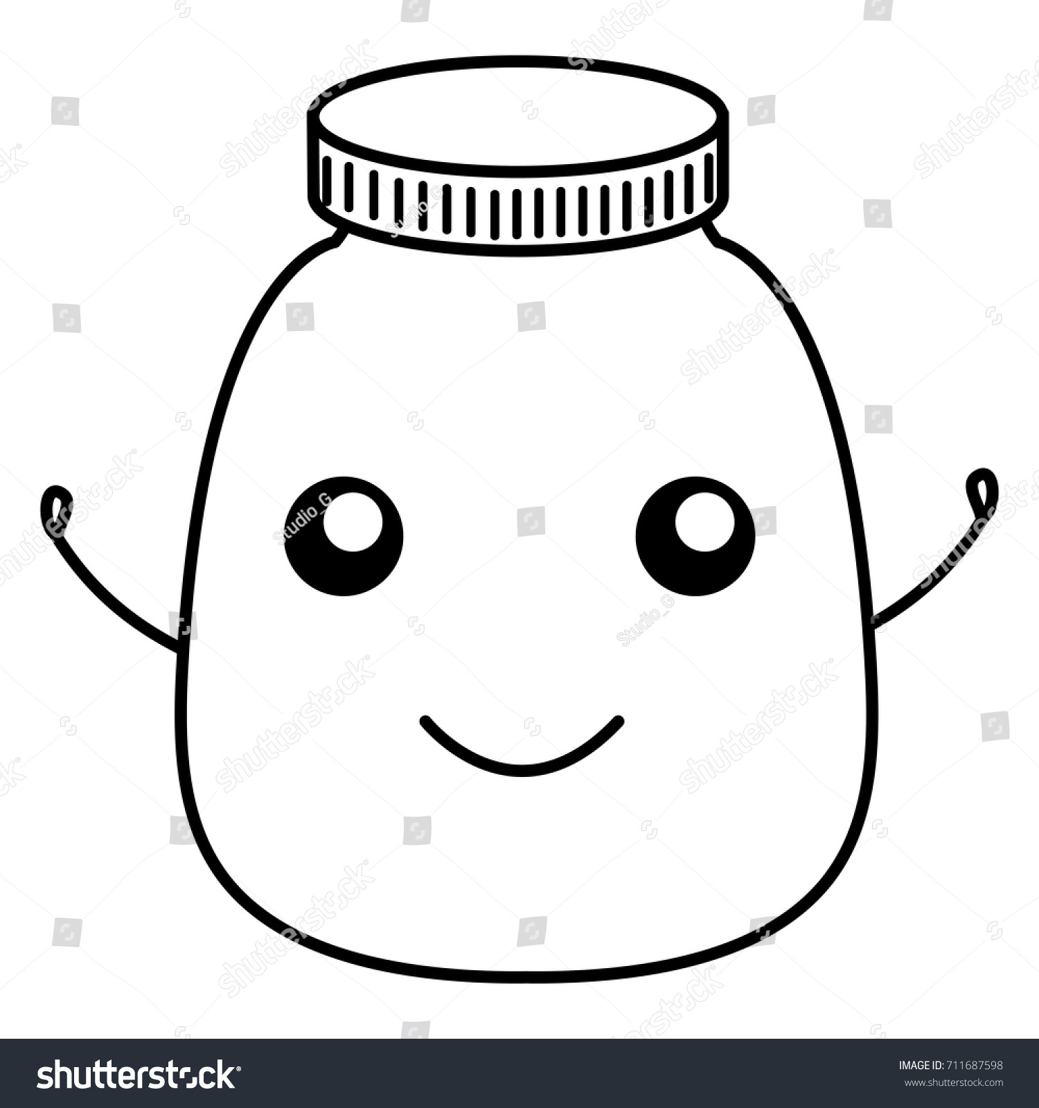 bottle medical kawaii character - Royalty Free Stock Vector 711687598 ...