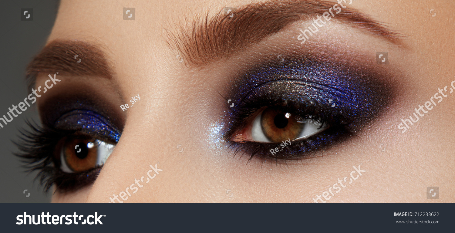 Makeup and cosmetics. Beauty perfect face. Close-up of woman eye with beautiful arabic makeup #712233622