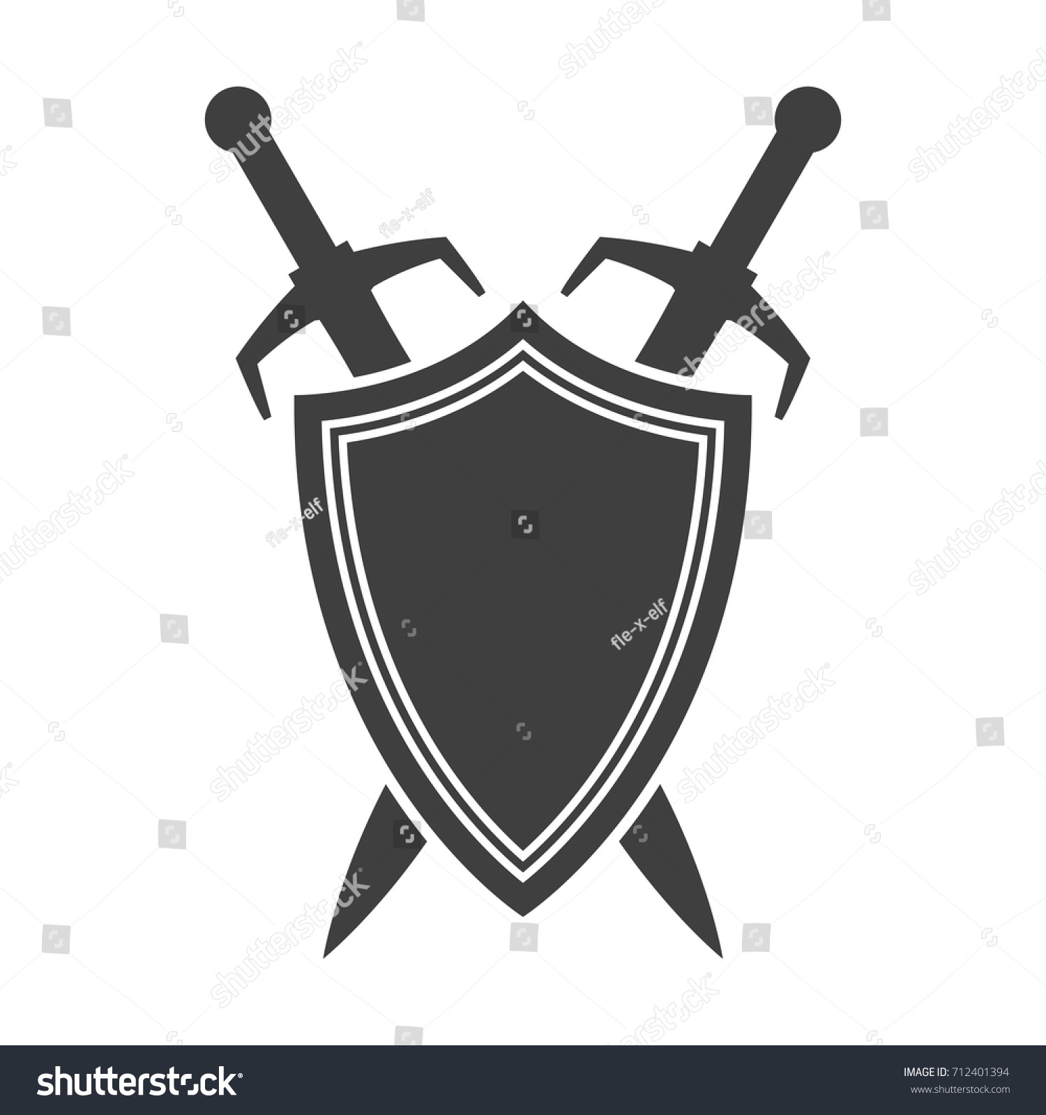 Shield and sword silhouette. Guardian icon. - Royalty Free Stock Vector ...