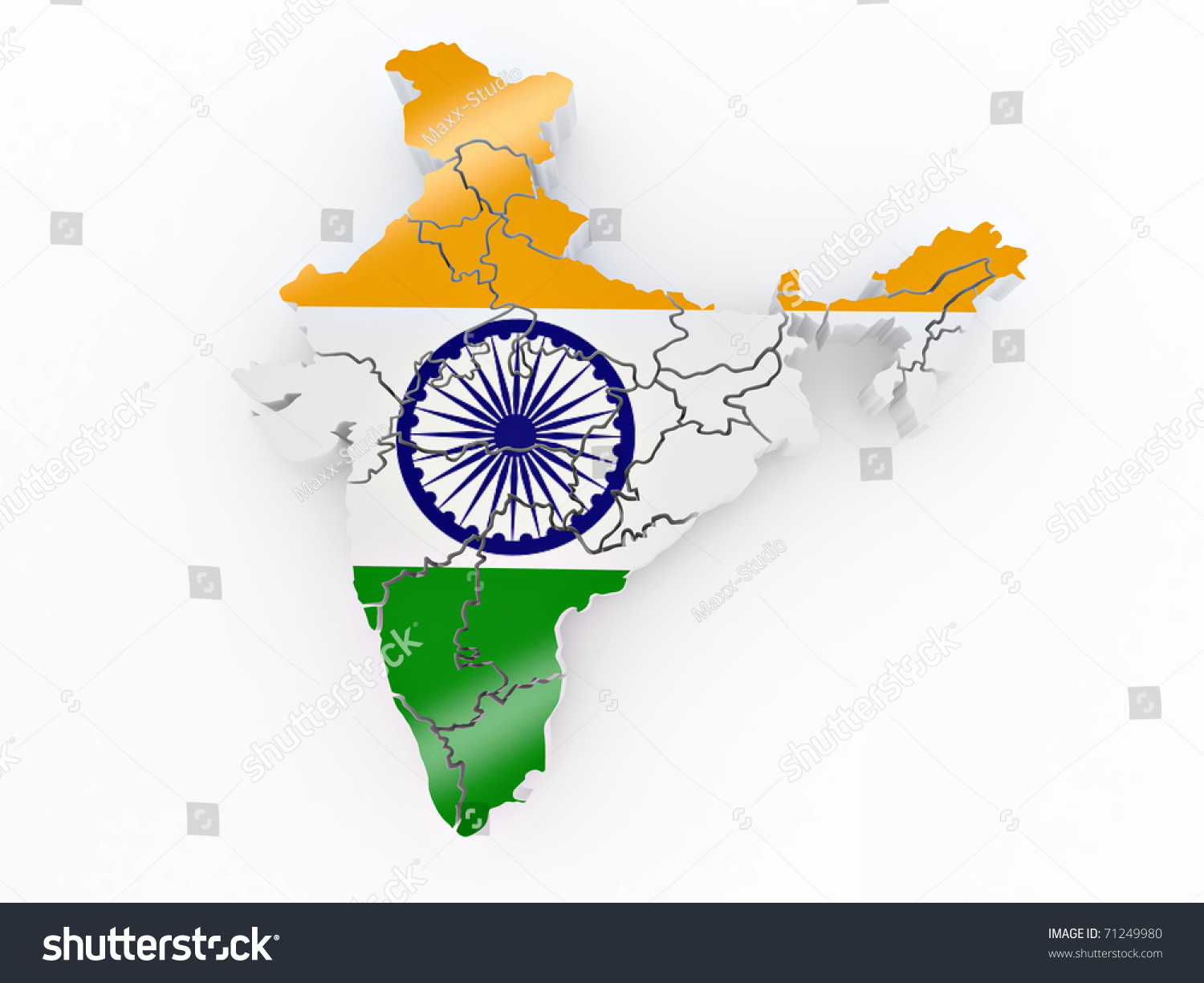 Map of India in Indian flag colors. 3d - Royalty Free Stock Photo ...