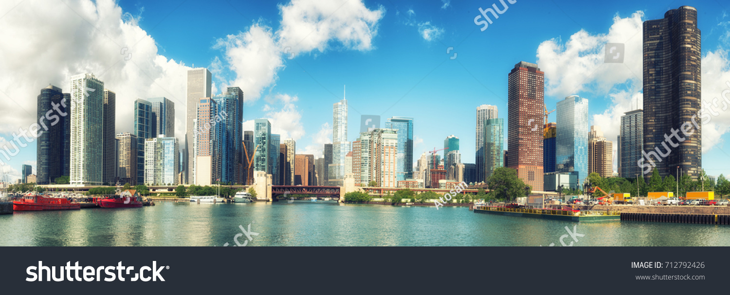 Skycraper of Chicago Skyline Panorama, Chicago, Illinois, USA #712792426