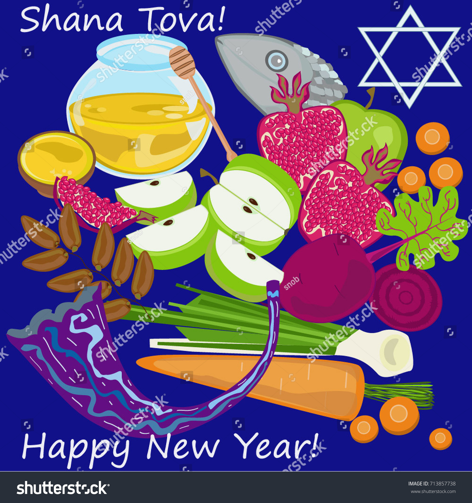 Symbols of the Jewish New Year, Shana Tova, Rosh Royalty Free Stock