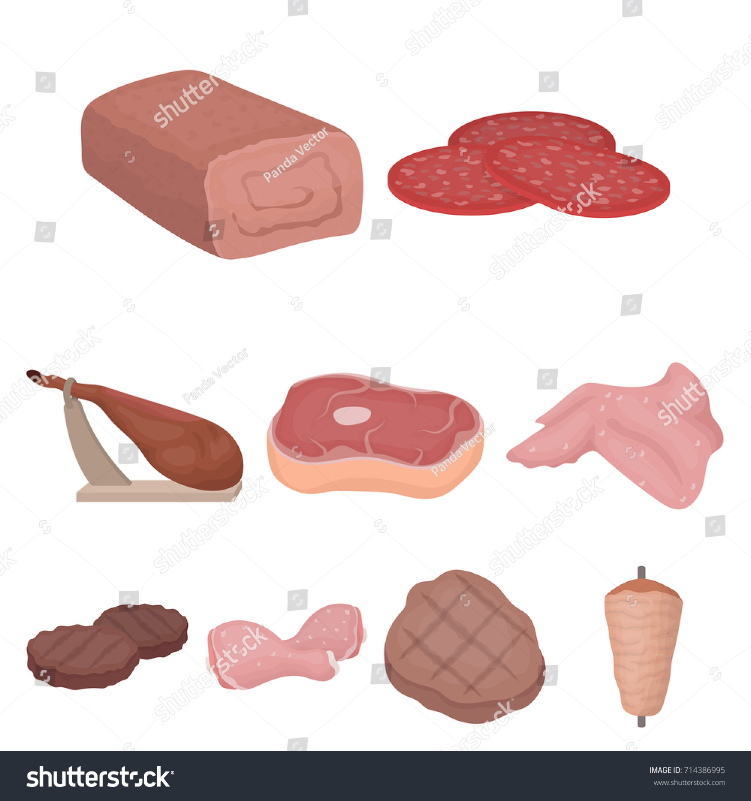 Meats Set Icons In Cartoon Style. Big Collection - Royalty Free Stock ...