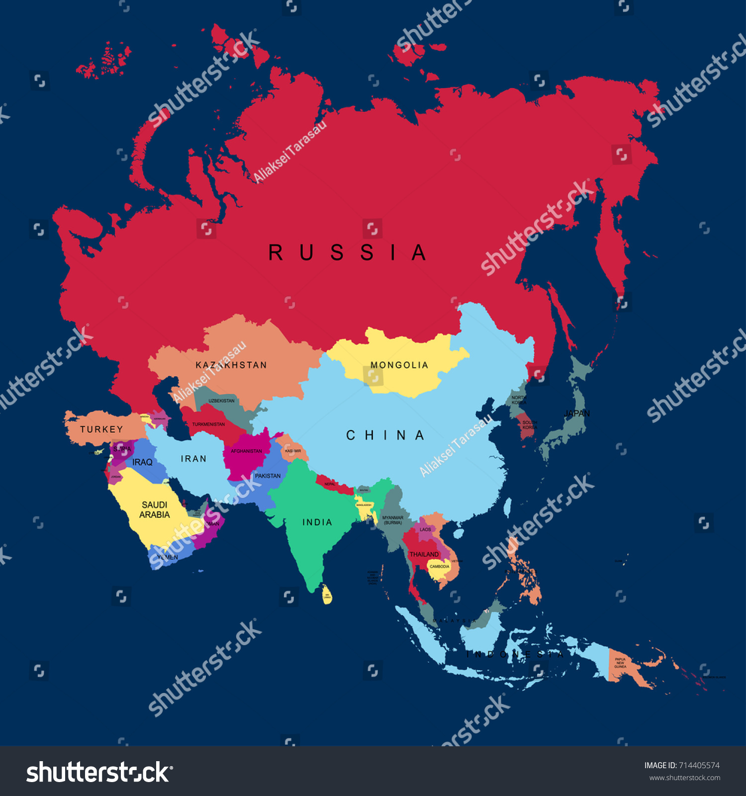 Map of Asia - Royalty Free Stock Vector 714405574 - Avopix.com