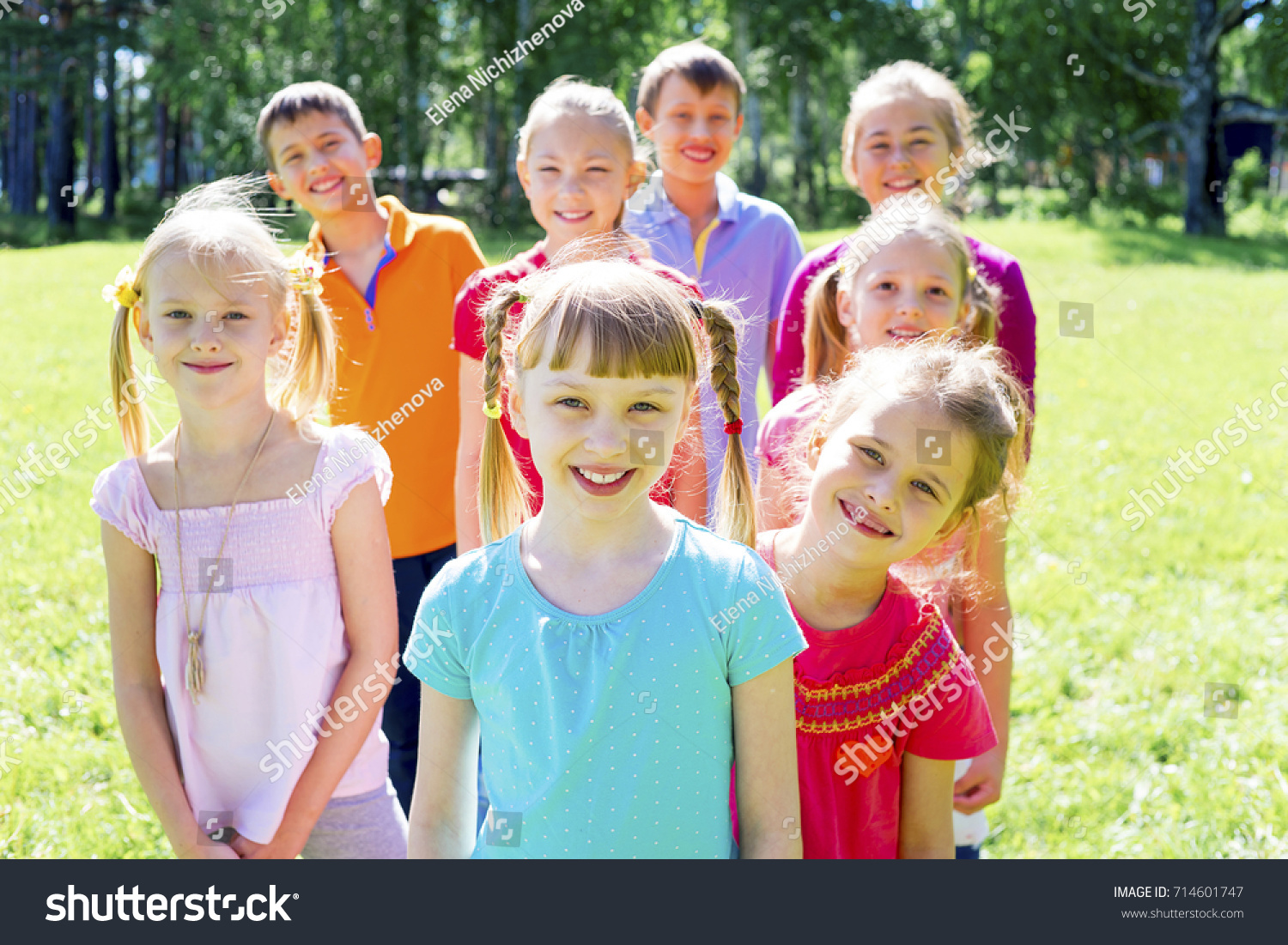 Kids outside in park #714601747