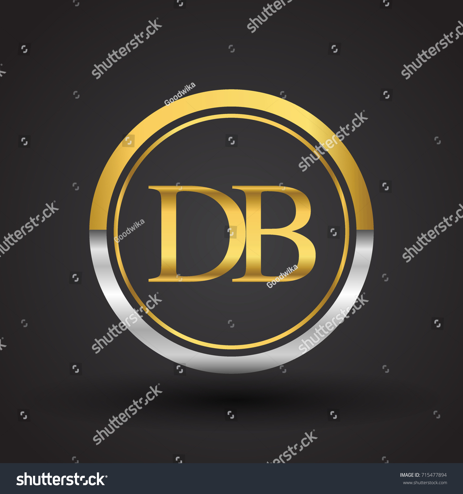 DB Letter logo in a circle, gold and silver - Royalty Free Stock Vector ...