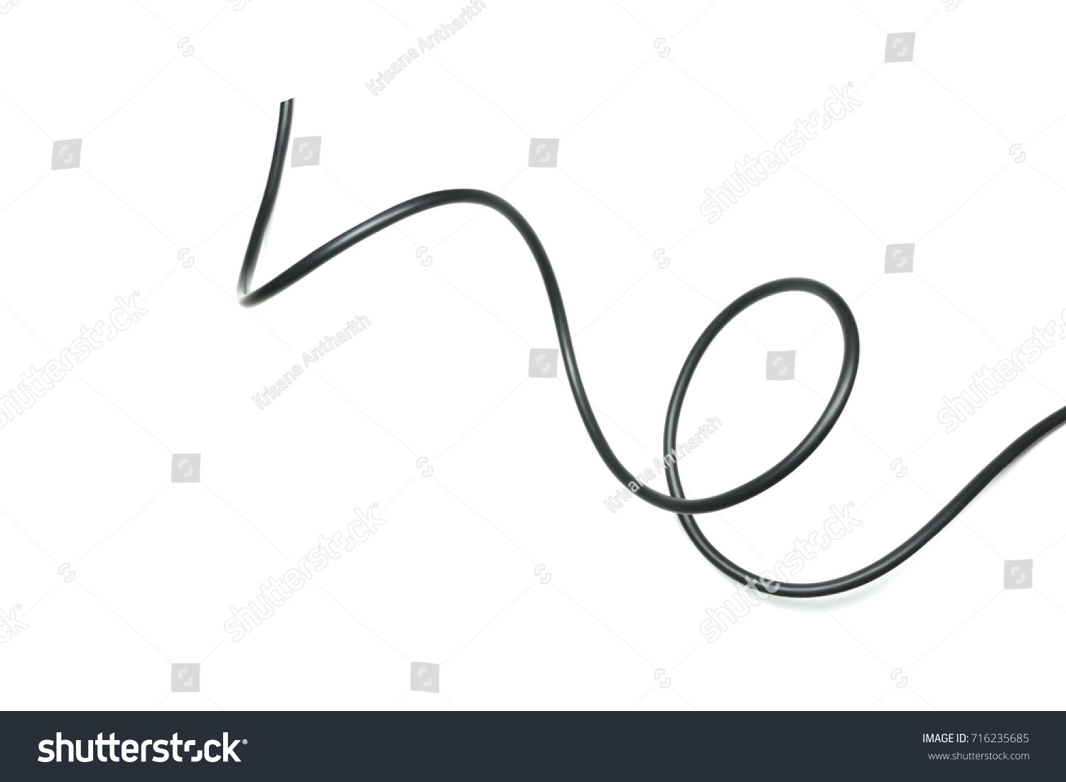 black wire cable isolated on a white background abstraction. #716235685