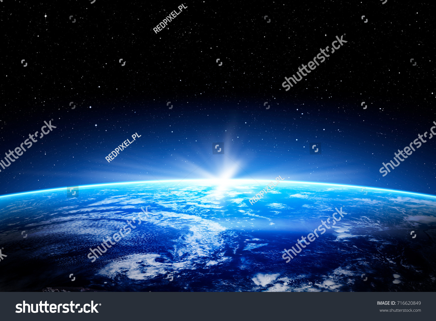 earth space globe planet world global horizon night photo blue view cloud moon design outer sunset sea concept - stock image. Elements of this image furnished by NASA #716620849