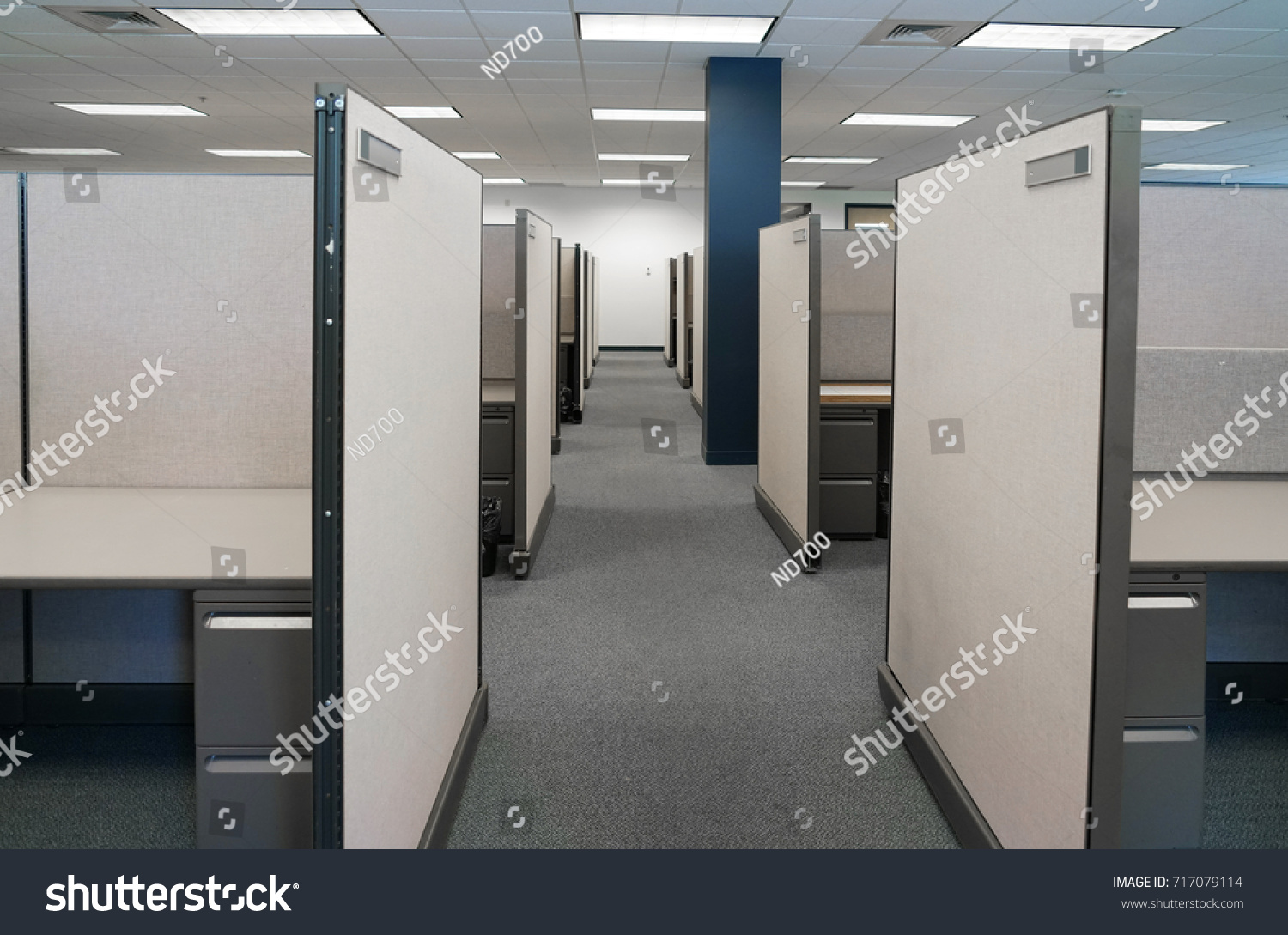 cubicles inside office building, place of work #717079114