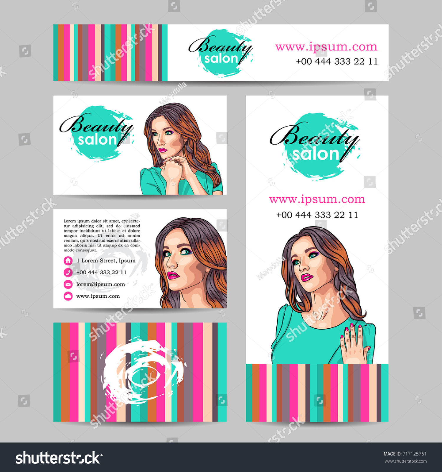 vector beauty salon cards with woman wearing - Royalty Free Stock ...