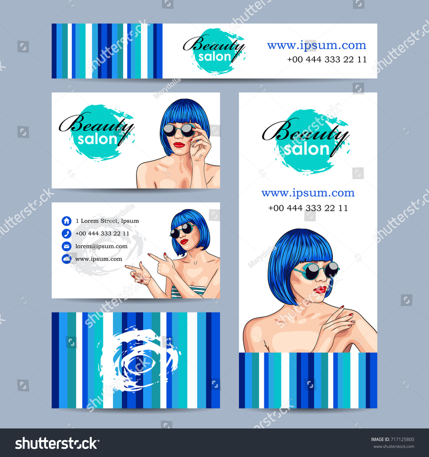 Vector Beauty Salon Cards With Woman Wearing Royalty Free Stock