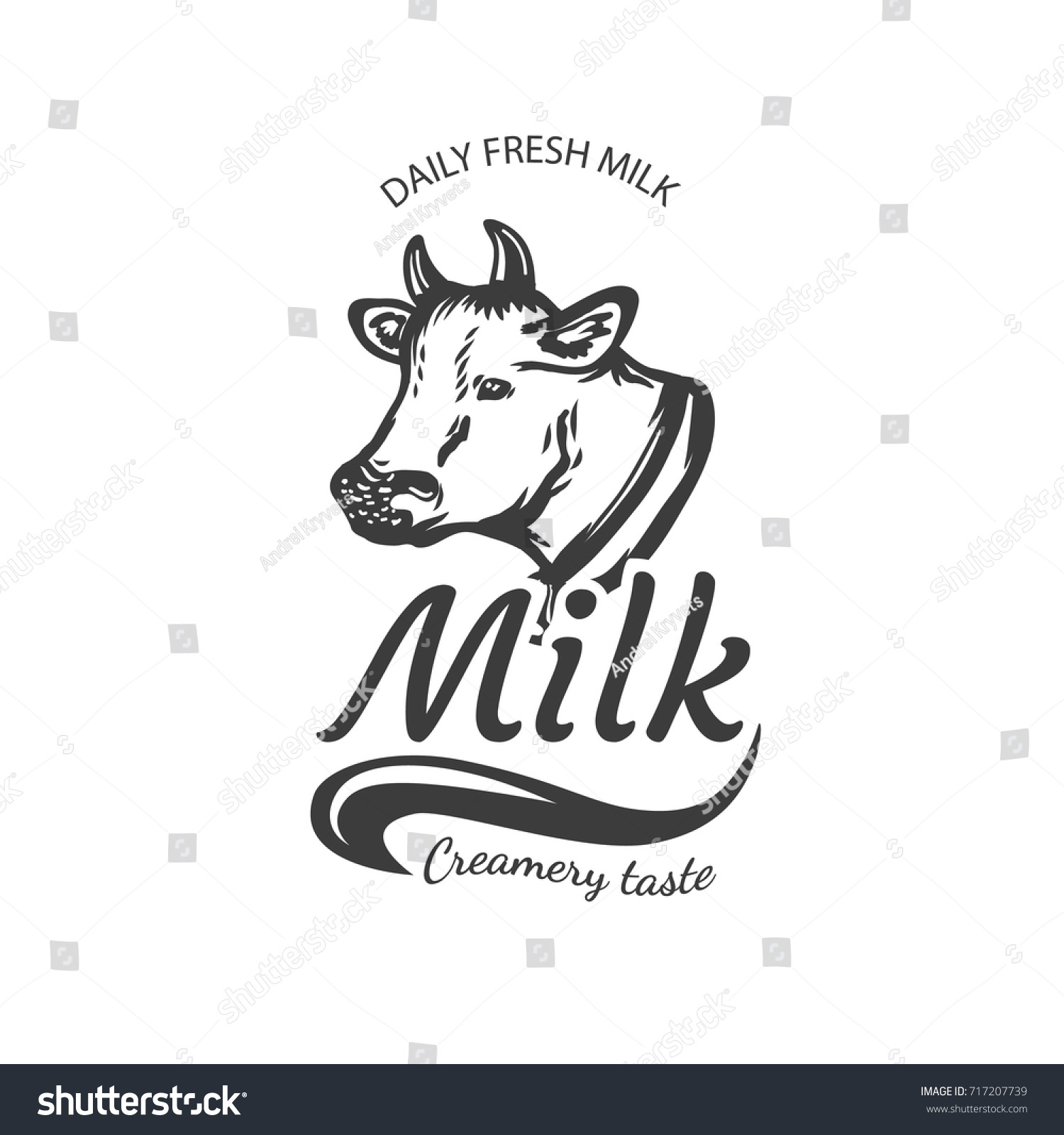 Vector milk cow label. - Royalty Free Stock Vector 717207739 - Avopix.com