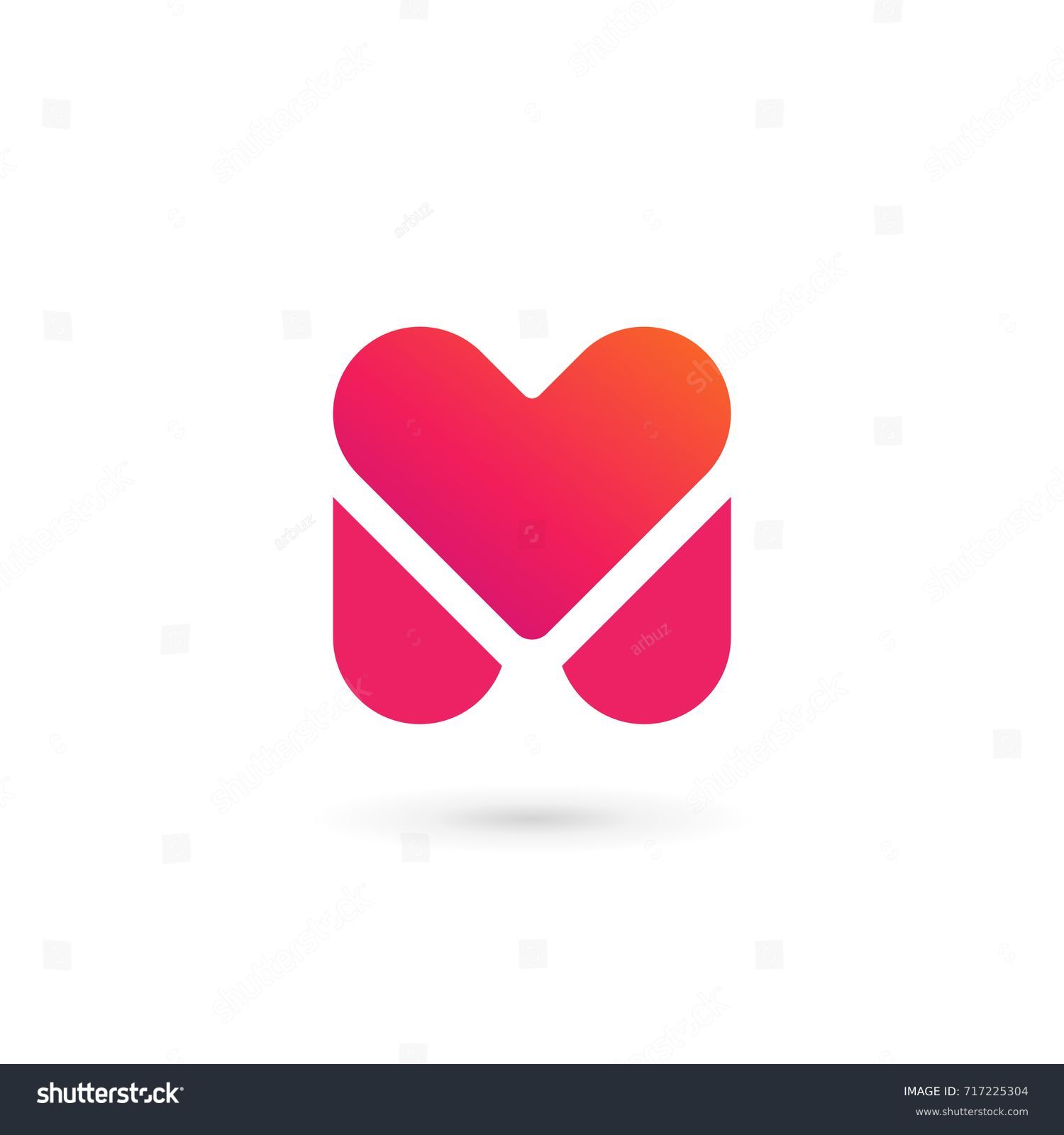 Letter M heart logo icon design template - Royalty Free Stock Vector ...