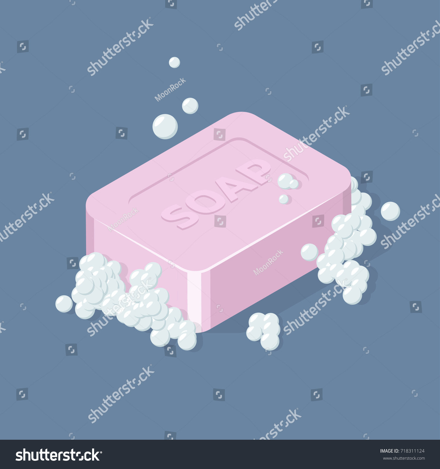 Soap Bar with Bubbles. Isometric vector illustration #718311124