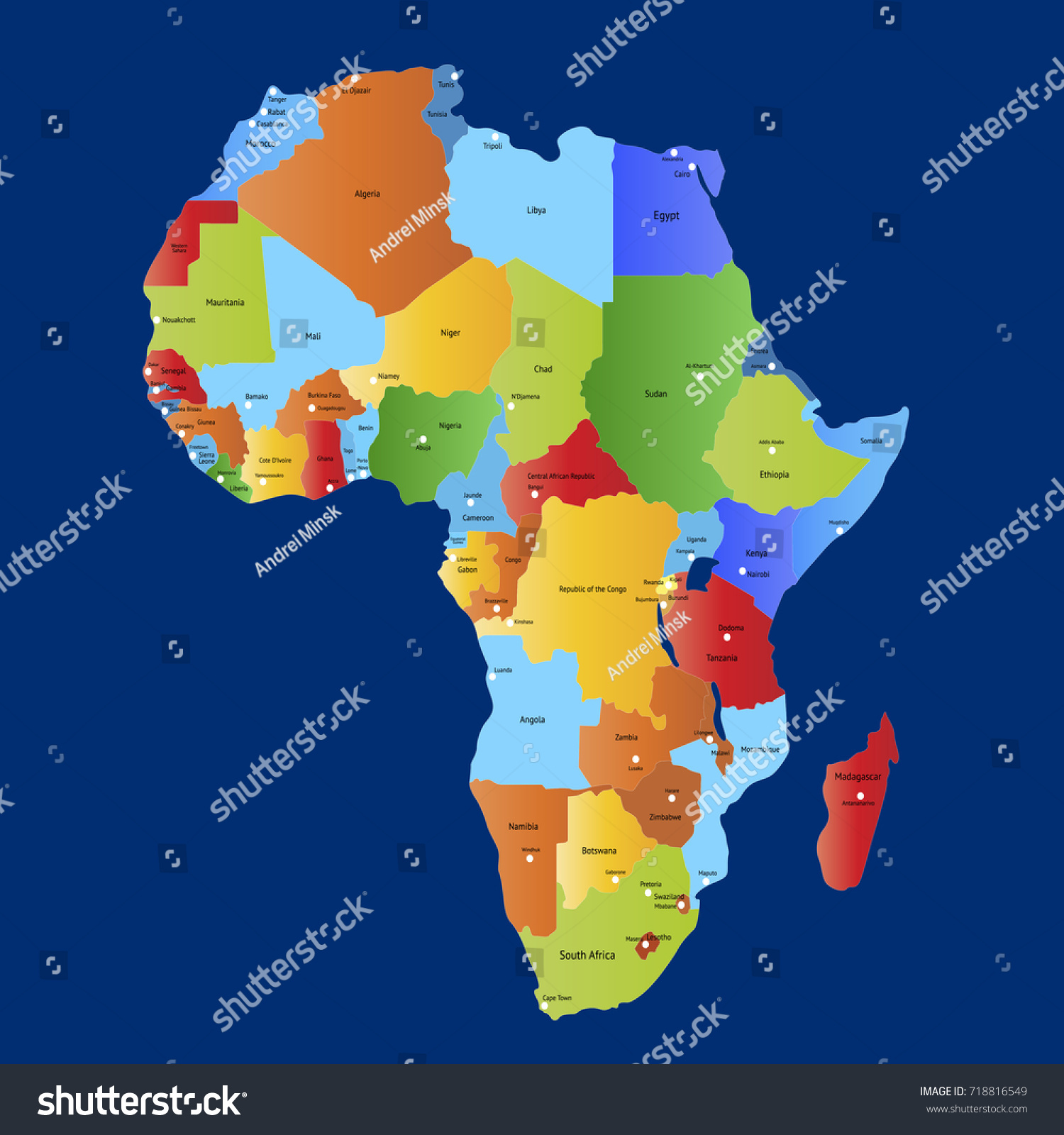 Map Of Africa Royalty Free Stock Vector 718816549 8866