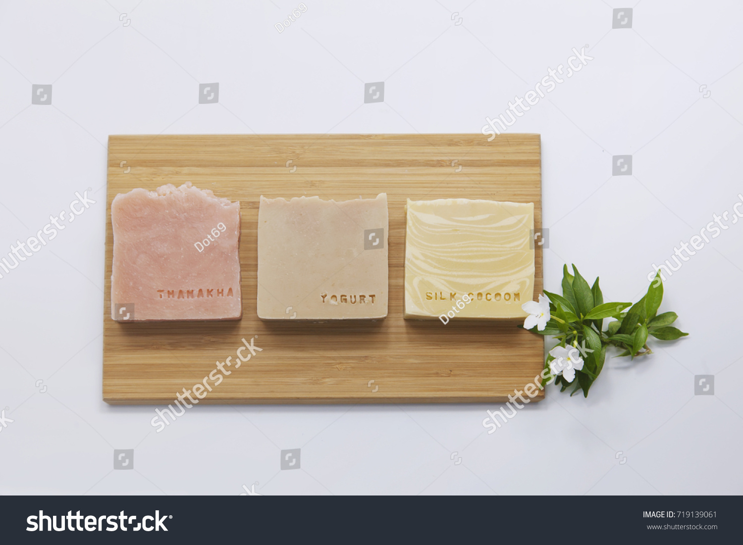 Handmade Soap closeup in wooden plate #719139061