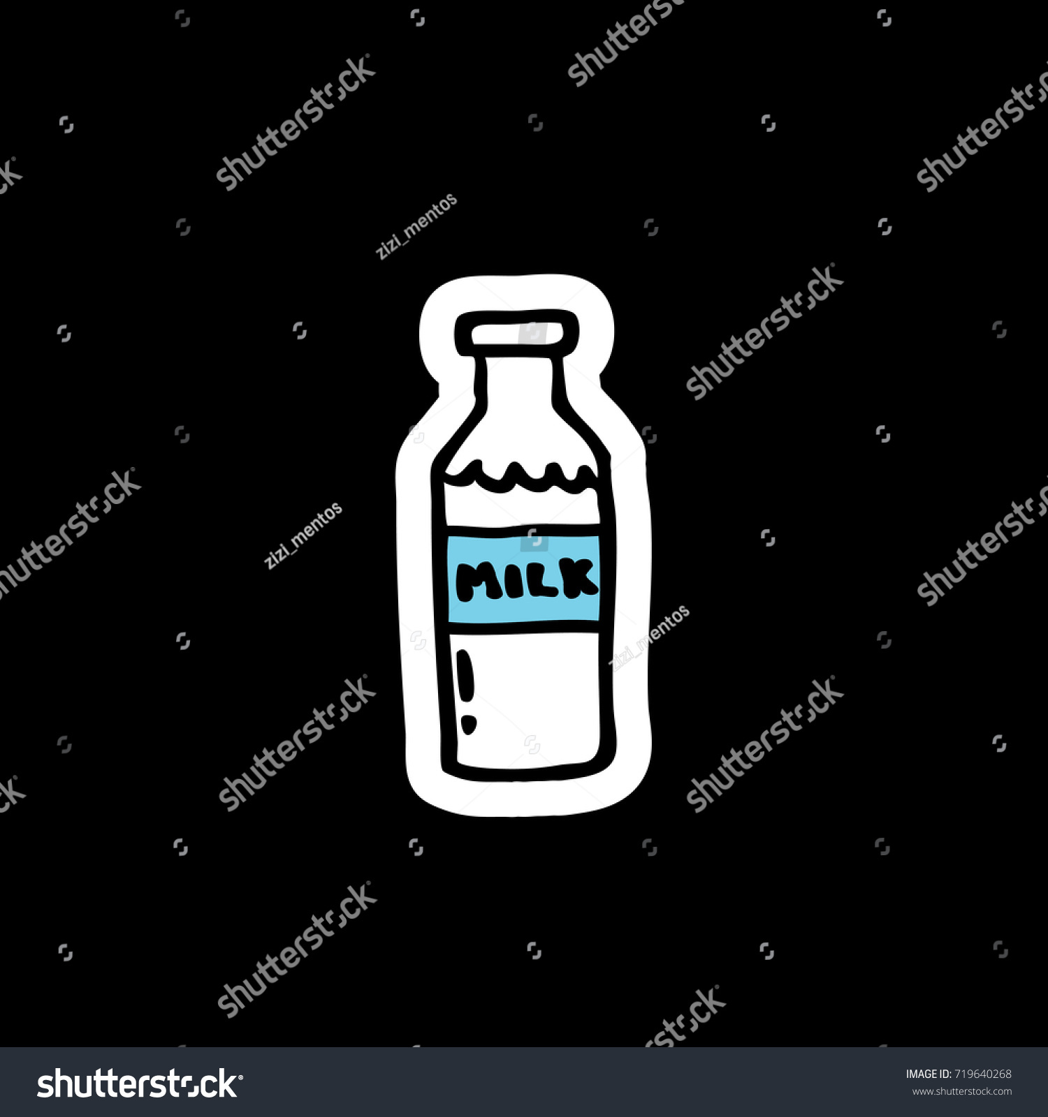 Bottle Of Milk Doodle Icon Royalty Free Stock Vector 719640268