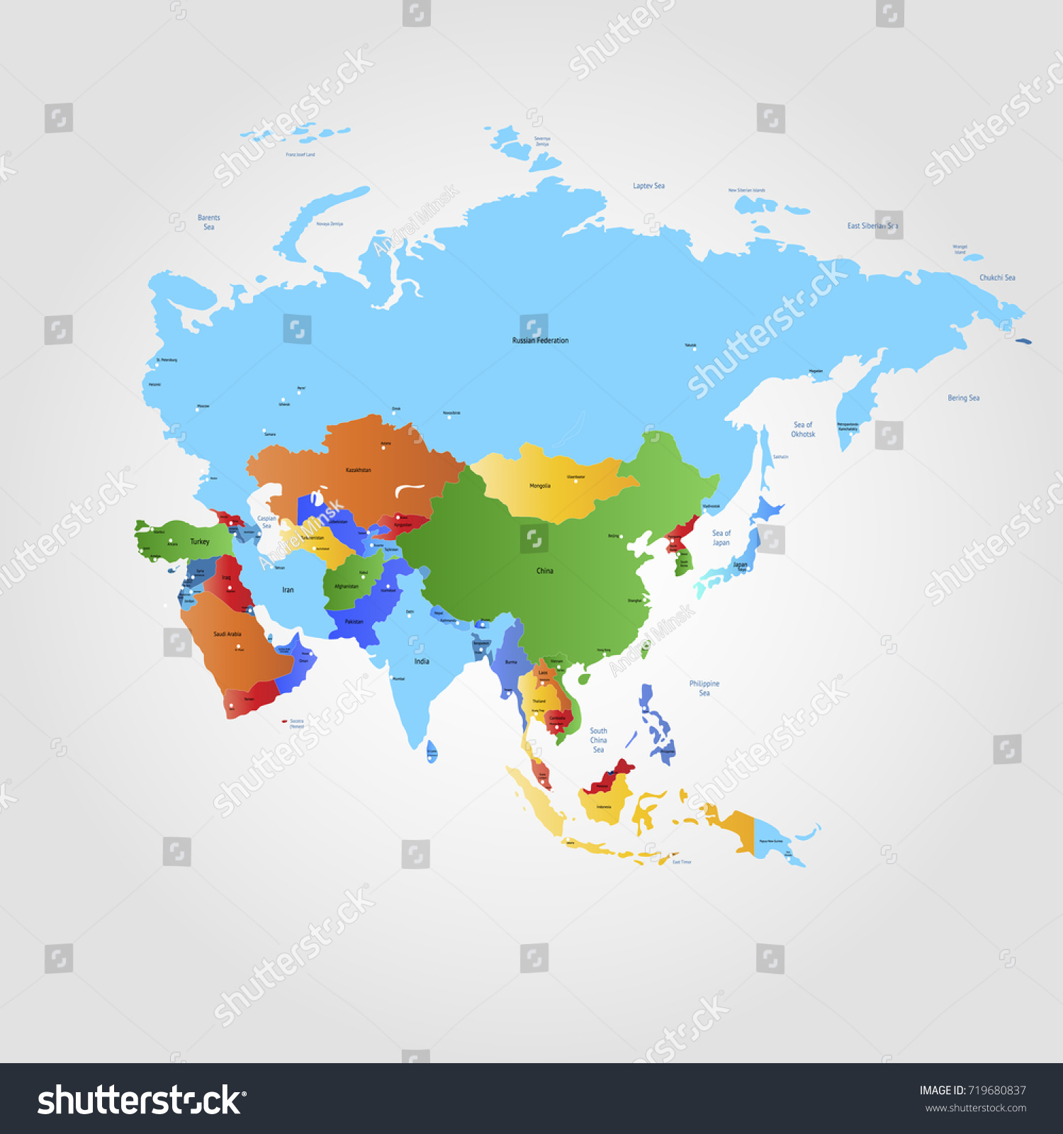 Map of Asia - Royalty Free Stock Vector 719680837 - Avopix.com