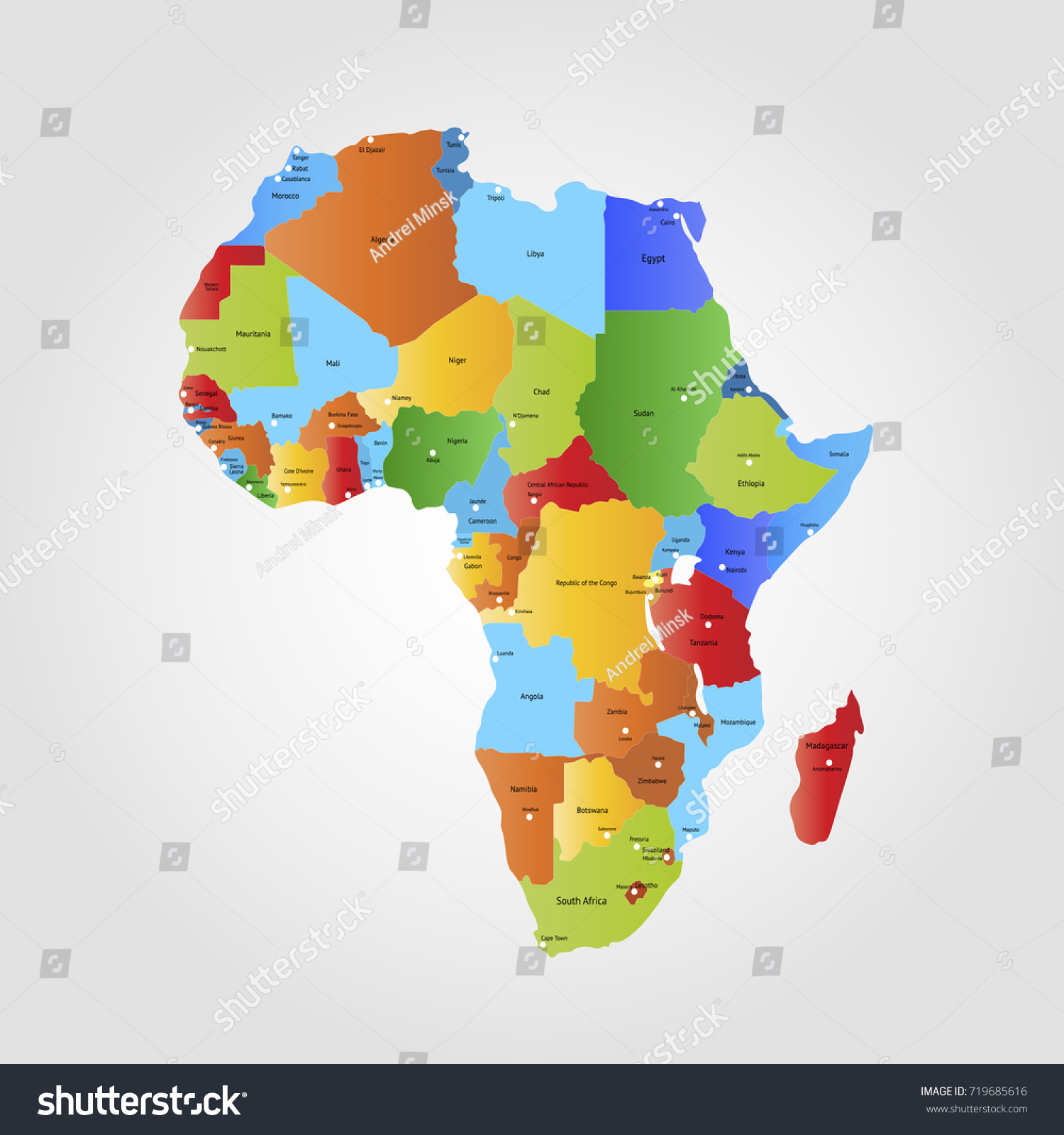 Map Of Africa Royalty Free Stock Vector 719685616 9477