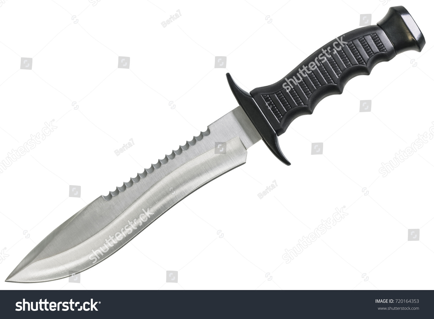 Fixed Blade Tactical Combat Hunting Survival Sawback Bowie Knife Isolated On White Background #720164353