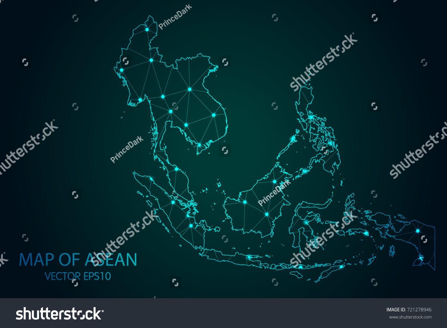 Map of Southeast Asia - With glowing point and - Royalty Free Stock ...