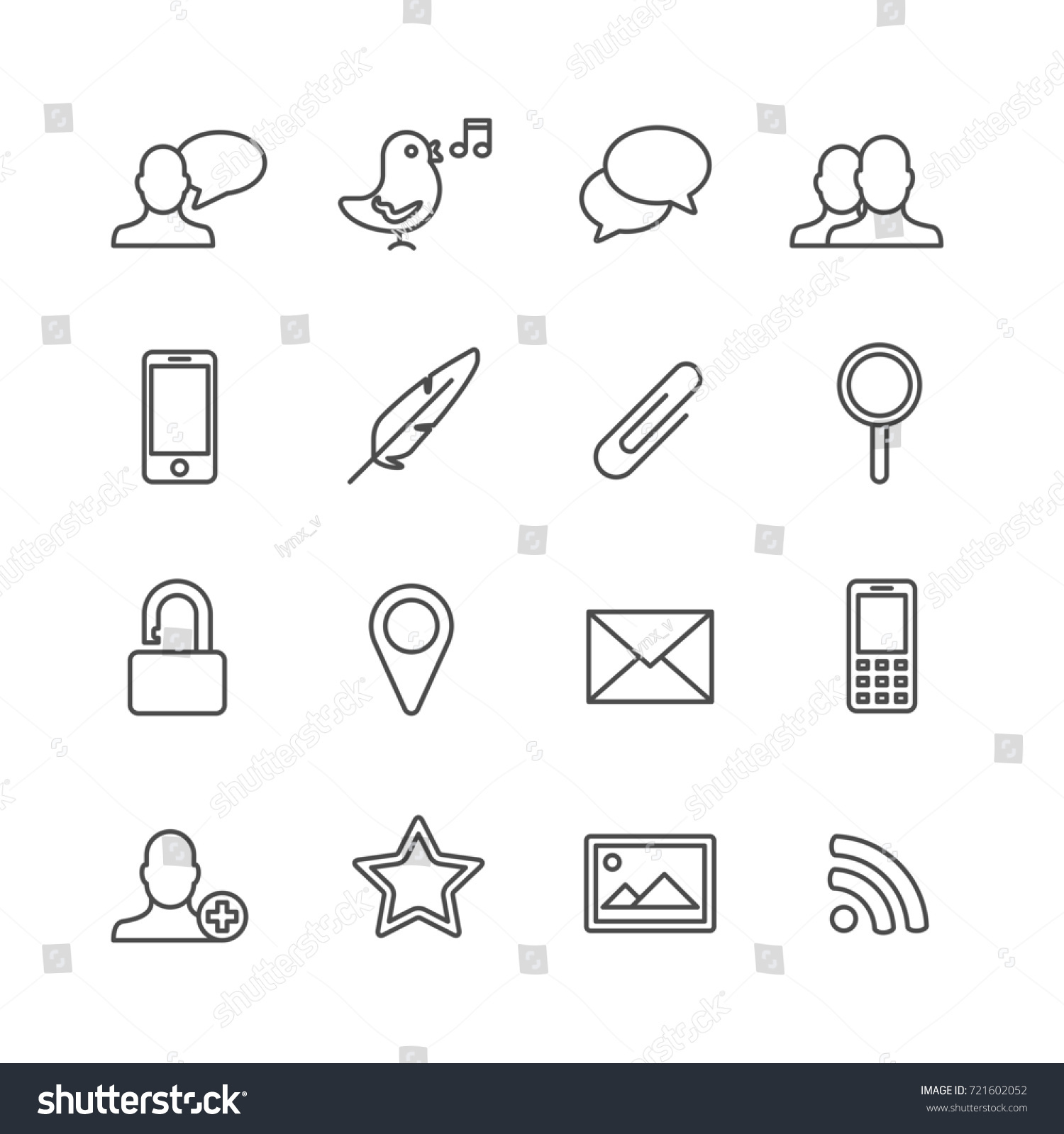 Social media line icons - Royalty Free Stock Photo 721602052 - Avopix.com