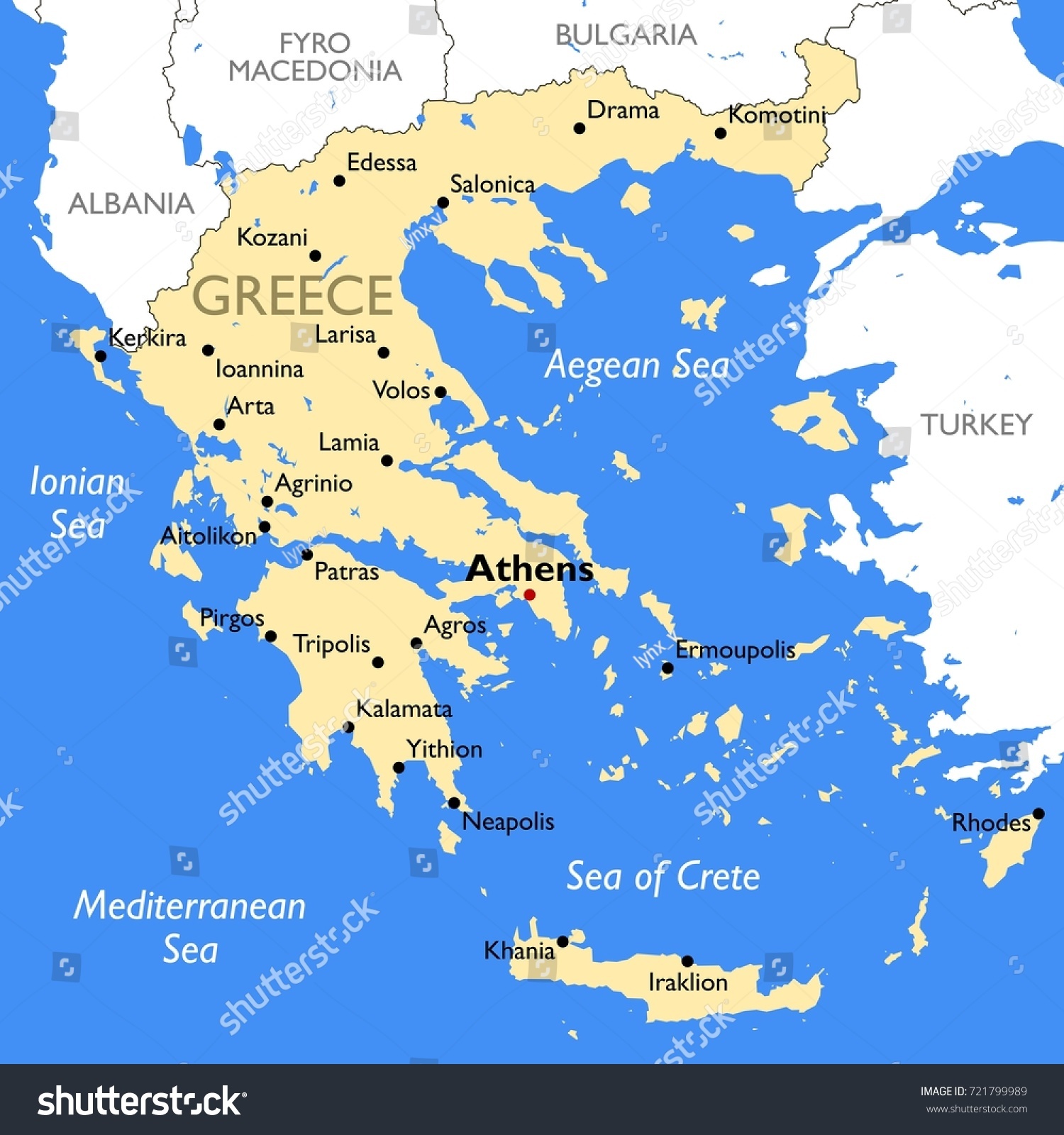 Greece map | Vector detailed color Greece map - Royalty Free Stock ...