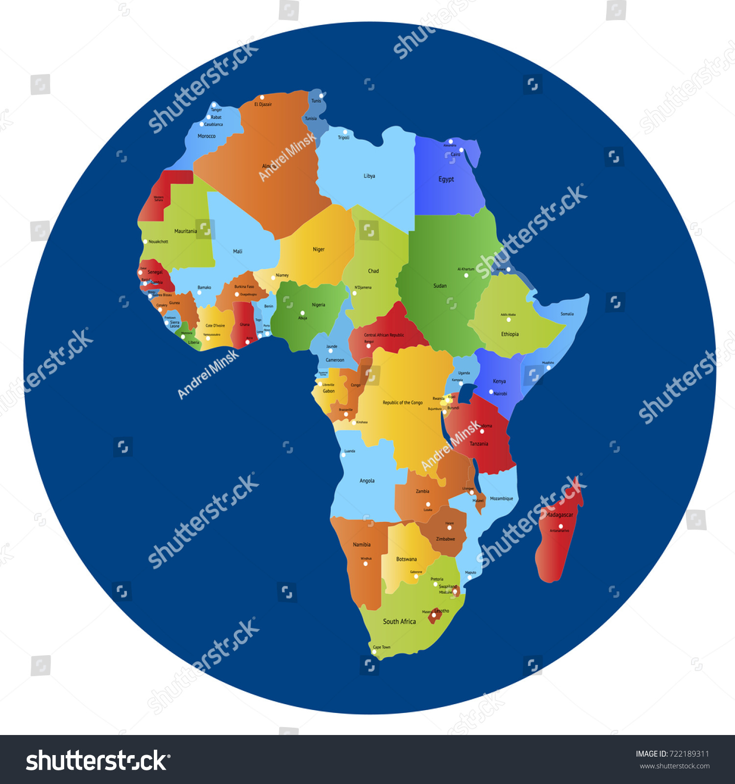 Map Of Africa Royalty Free Stock Vector 722189311 7018